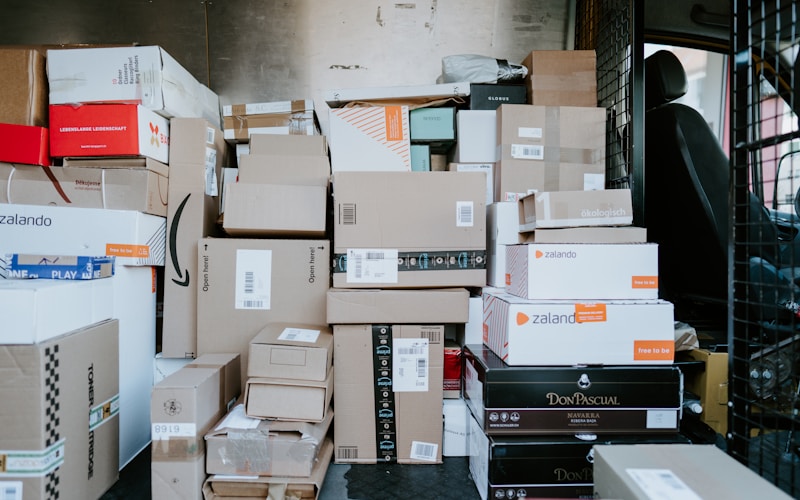 Aerial view of Palm Jumeirah island Dubai with luxury villas